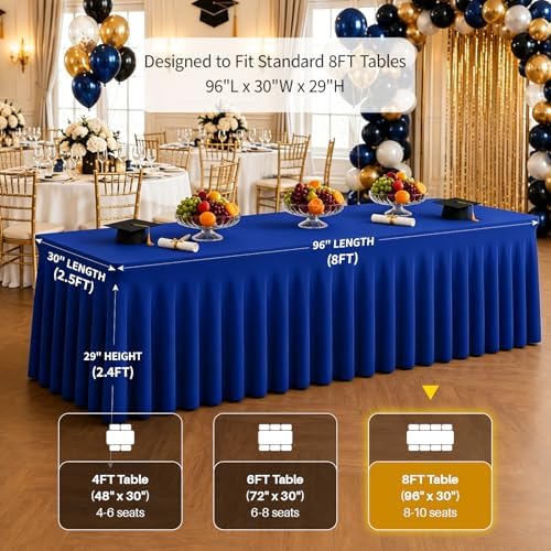2 Pack Spandex Table Covers 8 FT, Elastic Fitted Stretch Table Skirts for Rectangle Tables, Wrinkle Resistant, alternate view
