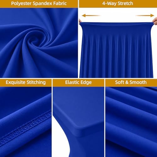2 Pack Spandex Table Covers 8 FT, Elastic Fitted Stretch Table Skirts for Rectangle Tables, Wrinkle Resistant, alternate view