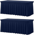 2 Pack Spandex Table Covers 8 FT, Elastic Fitted Stretch Table Skirts for Rectangle Tables, Wrinkle Resistant