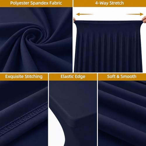 2 Pack Spandex Table Covers 8 FT, Elastic Fitted Stretch Table Skirts for Rectangle Tables, Wrinkle Resistant, alternate view