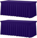 2 Pack Spandex Table Covers 8 FT, Elastic Fitted Stretch Table Skirts for Rectangle Tables, Wrinkle Resistant