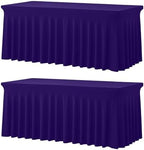 2 Pack Spandex Table Covers 8 FT, Elastic Fitted Stretch Table Skirts for Rectangle Tables, Wrinkle Resistant