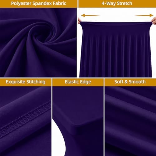 2 Pack Spandex Table Covers 8 FT, Elastic Fitted Stretch Table Skirts for Rectangle Tables, Wrinkle Resistant, alternate view