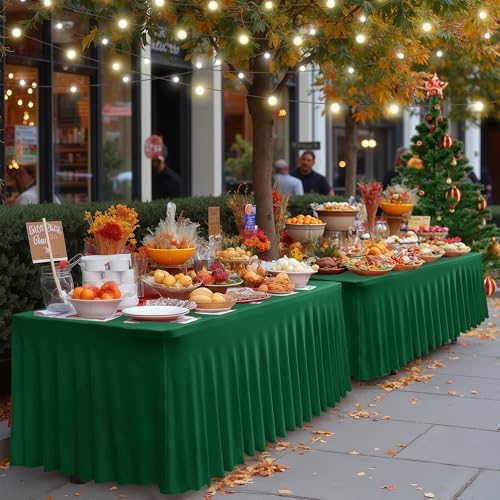 2 Pack Spandex Table Skirts 8ft, Hunter Green for Christmas Decor, alternate view 4