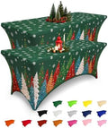 2 Pack Spandex Tablecloth 6FT, Elastic Fitted Green Christmas Trees in Green Christmas Tree