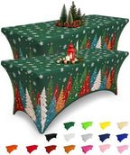 2 Pack Spandex Tablecloth 6FT, Elastic Fitted Green Christmas Trees in Green Christmas Tree