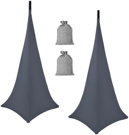 2 Pack Speaker Stand Cover Tripod Scrim, DJ Speaker Stand Scrim Tripod Cover with 360 Degree Coverage (Gray-Two