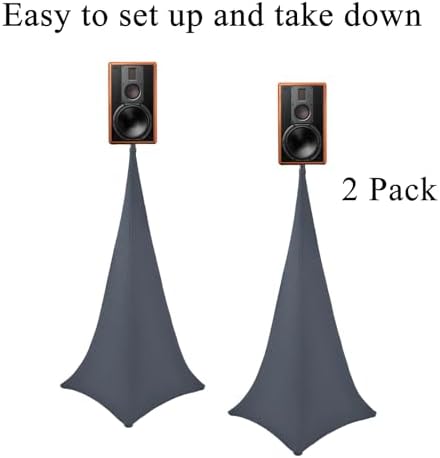 2 Pack Speaker Stand Cover Tripod Scrim, DJ Speaker Stand Scrim Tripod Cover with 360 Degree Coverage (Gray-Two, alternate