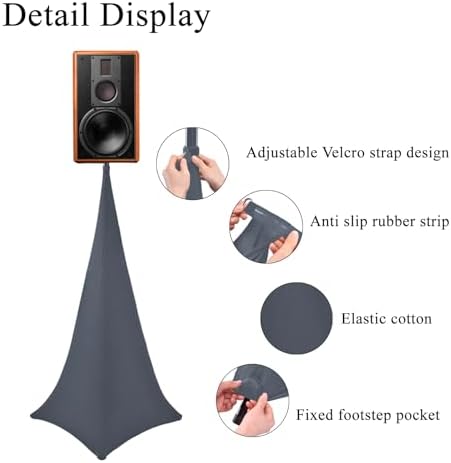 2 Pack Speaker Stand Cover Tripod Scrim, DJ Speaker Stand Scrim Tripod Cover with 360 Degree Coverage (Gray-Two, alternate