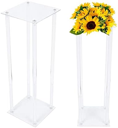 2 Pack Square Acrylic Flower Stand Wedding Centerpieces Tabletop Decor Clear Display Rack (2 Pack(60cm))