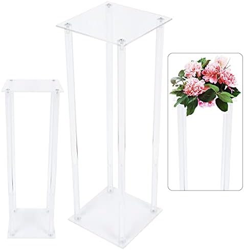 2 Pack Square Acrylic Flower Stand Wedding Centerpieces Tabletop Decor Clear Display Rack (2 Pack(60cm)), alternate view 7