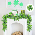 2 Pack St Patrick's Day Garlands 11.5Ft Plastic Shamrock Clover Garlands Artificial Green Irish Garlands St