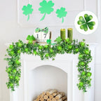 2 Pack St Patrick's Day Garlands 11.5Ft Plastic Shamrock Clover Garlands Artificial Green Irish Garlands St