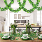 2 Pack St Patrick's Day Garlands 11.5Ft Plastic Shamrock Clover Garlands Artificial Green Irish Garlands St, alternate view 2