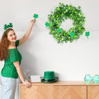 2 Pack St Patrick's Day Garlands 11.5Ft Plastic Shamrock Clover Garlands Artificial Green Irish Garlands St, alternate view 6