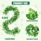 2 Pack St Patrick's Day Garlands 11.5Ft Plastic Shamrock Clover Garlands Artificial Green Irish Garlands St, alternate view 7