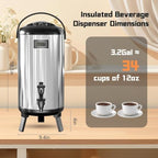 2 Pack Stainless Steel Insulated Beverage Dispenser 3.2 Gallon/12 L, alternate view 2