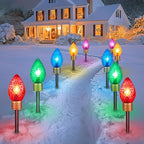 2 Pack Strawberry Jumbo C9 Christmas Pathway Lights Outdoor, Total 17FT