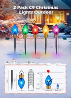 2 Pack Strawberry Jumbo C9 Christmas Pathway Lights Outdoor, Total 17FT, alternate view 3