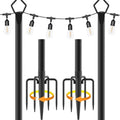 2 Pack String Light Poles,10 Ft Light Poles for Outside String Lights, Outdoor Lights Pole with Fork, Metal