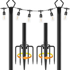 2 Pack String Light Poles,10 Ft Light Poles for Outside String Lights, Outdoor Lights Pole with Fork, Metal