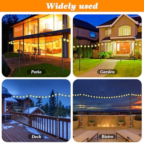 2 Pack String Light Poles,10 Ft Light Poles for Outside String Lights, Outdoor Lights Pole with Fork, Metal, alternate view 3