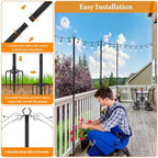 2 Pack String Light Poles,10 Ft Light Poles for Outside String Lights, Outdoor Lights Pole with Fork, Metal, alternate view 5