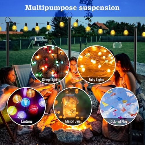 2 Pack String Light Poles,10 Ft Metal Poles with Fork for Outdoor String Lights, Outdoor Light Poles with Fork, alternate
