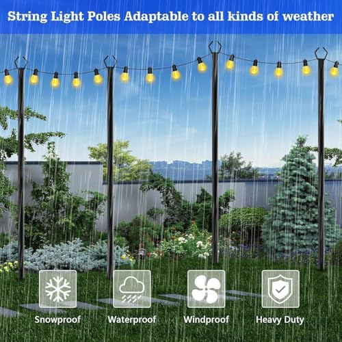 2 Pack String Light Poles,10 Ft Metal Poles with Fork for Outdoor String Lights, Outdoor Light Poles with Fork, alternate