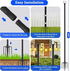 2 Pack String Light Poles,10 Ft Metal Poles with Fork for Outdoor String Lights, Outdoor Light Poles with Fork, alternate