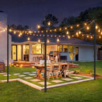2 Pack String Light Poles for Outside, 10.5 Ft & Fence Brackets String Light Poles for String Lights, Backyard, alternate