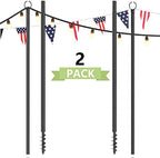 2 Pack String Light Poles for Outside, 10.5 Ft Outdoor String Light Poles for String Lights, Backyard Patio