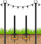 2 Pack String Light Poles, Poles for Outdoor String lights10 Ft Metal Poles with Fork for Outdoor String Lights