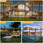 2 Pack String Light Poles, Poles for Outdoor String lights10 Ft Metal Poles with Fork for Outdoor String Lights, alternate