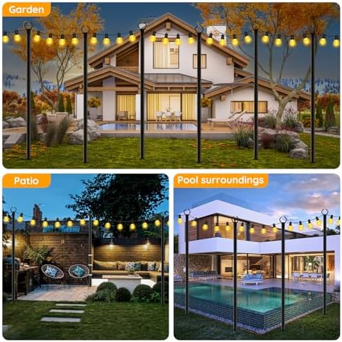 2 Pack String Light Poles, Poles for Outdoor String lights10 Ft Metal Poles with Fork for Outdoor String Lights, alternate