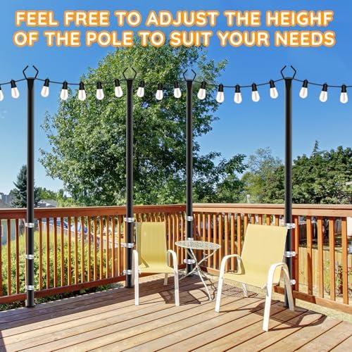 2 Pack String Light Poles, Poles for Outdoor String lights10 Ft Metal Poles with Fork for Outdoor String Lights, alternate