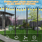 2 Pack String Light Poles, Poles for Outdoor String lights10 Ft Metal Poles with Fork for Outdoor String Lights, alternate