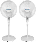 2-Pack Supreme 16-Inch Oscillating Pedestal Stand Fan with Remote, White - Quiet Operation Corded Electric