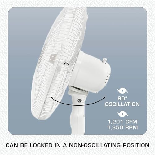 2-Pack Supreme 16-Inch Oscillating Pedestal Stand Fan with Remote, White - Quiet Operation Corded Electric, alternate view 5