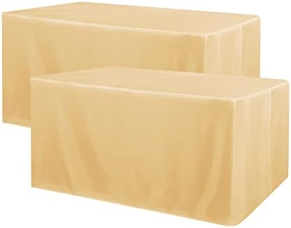 2 Pack Table Clothes for 4 Foot Rectangle Tables, Champagne in 4FT | 2 Pack in Champagne