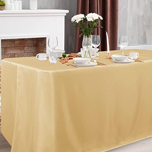 2 Pack Table Clothes for 4 Foot Rectangle Tables, Champagne in 4FT | 2 Pack in Champagne, alternate view 2
