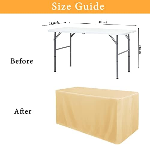 2 Pack Table Clothes for 4 Foot Rectangle Tables, Champagne in 4FT | 2 Pack in Champagne, alternate view 3