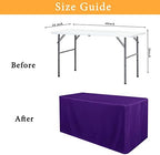 2 Pack Table Clothes for 4 Foot Rectangle Tables, Purple in 4FT | 2 Pack in Purple, alternate view 3