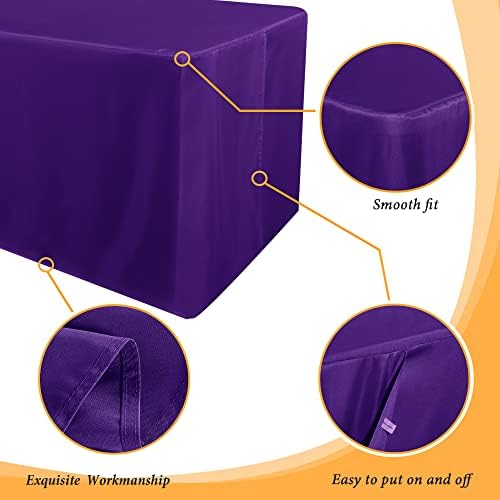 2 Pack Table Clothes for 4 Foot Rectangle Tables, Purple in 4FT | 2 Pack in Purple, alternate view 5