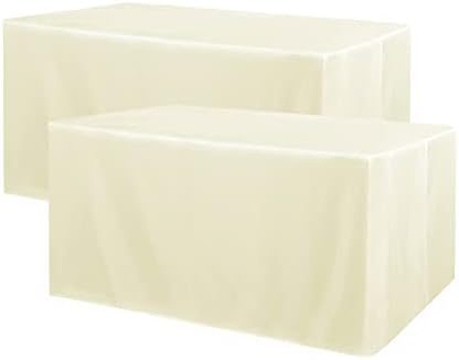 2 Pack Table Clothes for 6 Foot Rectangle Tables, Cream in 6FT | 2 Pack in Cream