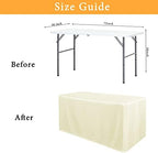 2 Pack Table Clothes for 6 Foot Rectangle Tables, Cream in 6FT | 2 Pack in Cream, alternate view 3