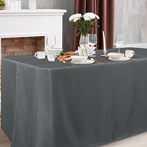 2 Pack Table Clothes for 6 Foot Rectangle Tables, Dark Grey in 6FT | 2 Pack in Dark Gray, alternate view 2
