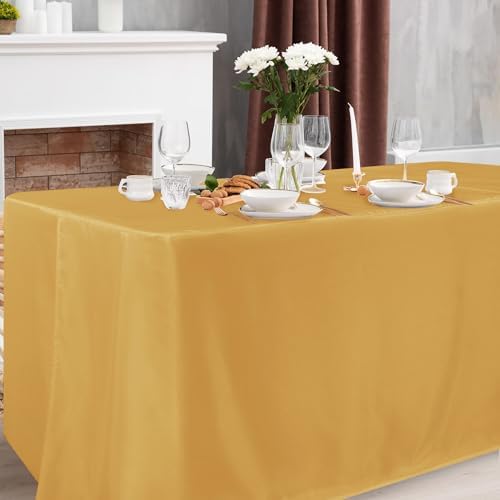 2 Pack Table Clothes for 6 Foot Rectangle Tables, Gold in 6FT | 2 Pack in Gold, alternate view 2