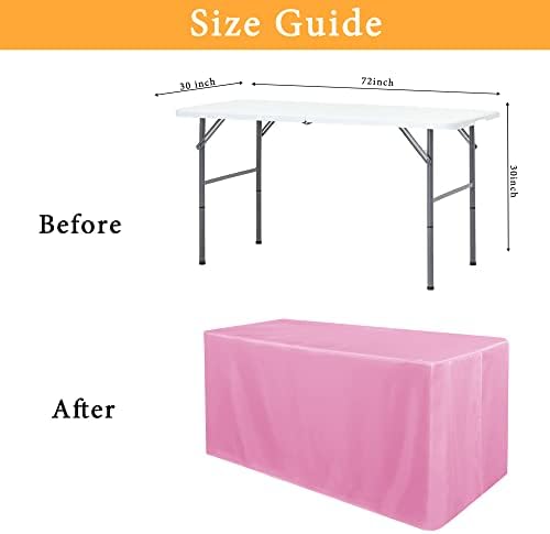 2 Pack Table Clothes for 6 Foot Rectangle Tables, Pink in 6FT | 2 Pack in Pink, alternate view 3