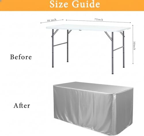 2 Pack Table Clothes for 6 Foot Rectangle Tables, Silver in 6FT | 2 Pack in Silver, alternate view 3